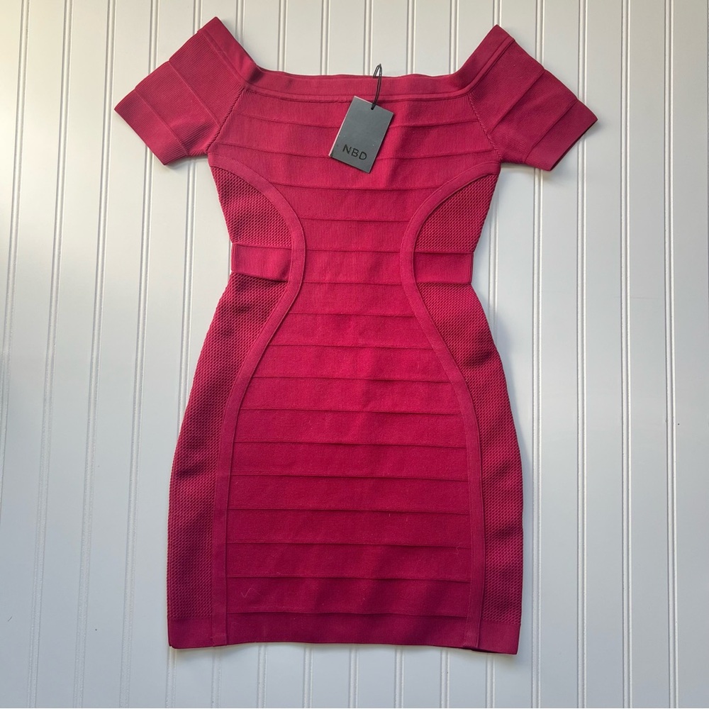 Revolve NBD Red Bandage Dress Bodycon NWT Party Night Out Sexy Form Fitting